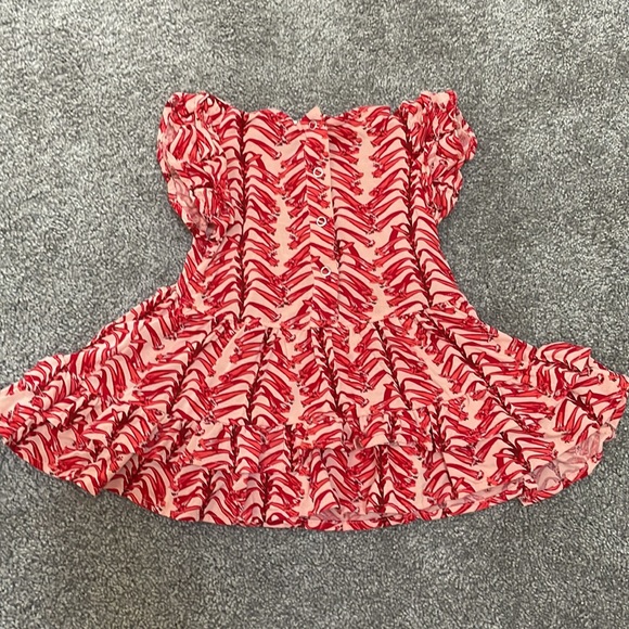 Kate Quinn Short Sleeve Double Ruffle Top & Bloomer Set- Red Vine Stripe 🌟HP🌟 - Picture 7 of 11